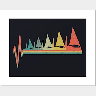 Sailing Sailor Boat Yacht Heartbeat Retro Vintage Posters and Art